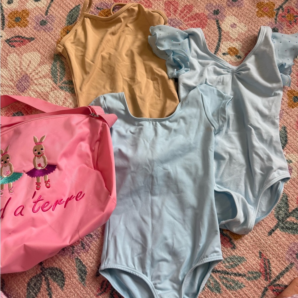Bloch Light Blue and Beige Kids' Dance Bodysuits